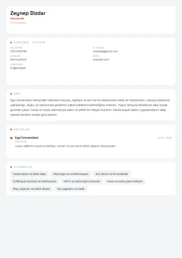 Sağlık Çalışanı Cv Örnekleri cv indir